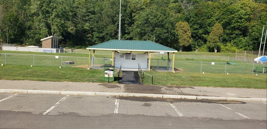 Village of Painted Post Craig Park Dog Park after concrete was finished at entrance