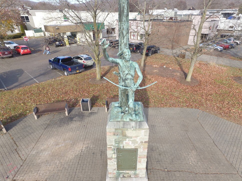 Village of Painted Post Indian statue before restoration
